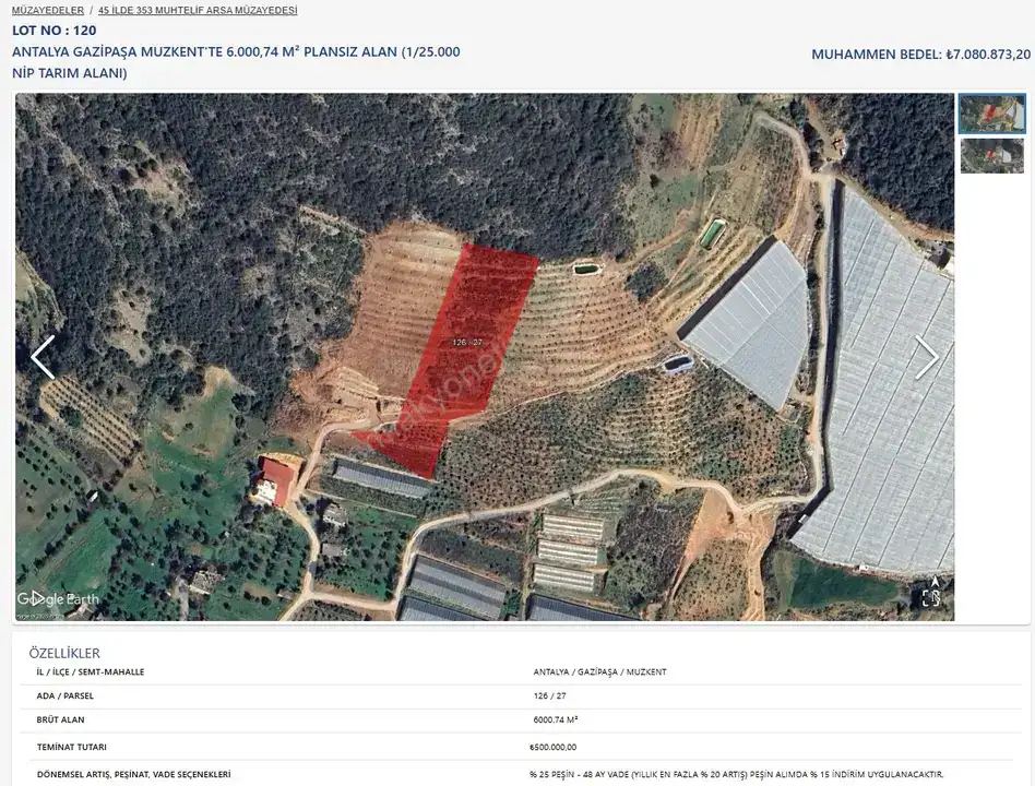 Antalya’da 231 Milyonluk Satış: 10 Dev Hazine Arazisi Açık Artırmada 5